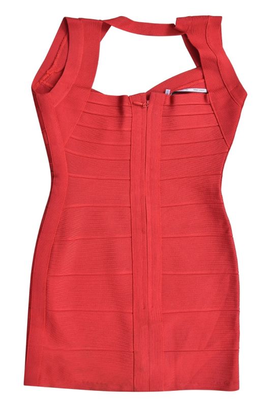 Herve Leger Red Open Back Bandage Dress