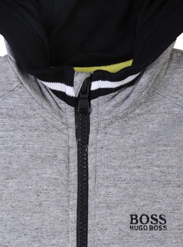 HUGO BOSS GREY AND BLACK STRIPES HOODIE