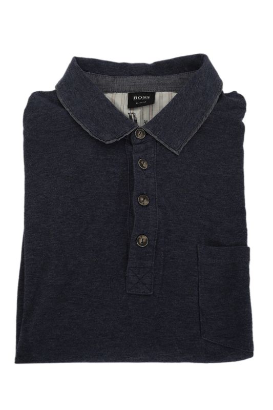 Hugo Boss S Heather Blue Full Sleeved T-Shirt