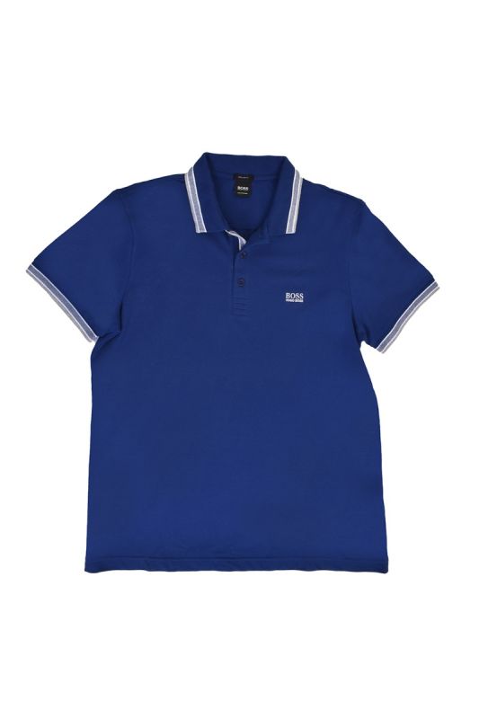 HUGO BOSS PIQUE POLO WITH STRIPED COLLAR AND CUFFS T-SHIRT