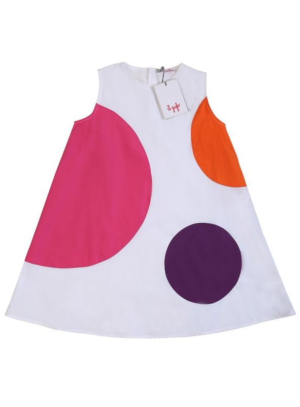 IL GUFO WHITE POLKA DOTS A LINE DRESS