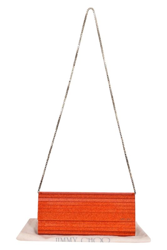 Jimmy Choo ballet Red Coarse Glitter Acrylic Clutch Sling bag