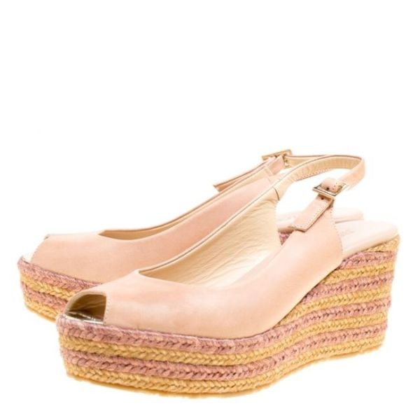 JIMMY CHOO BEIGE PRAISE ESPADRILLE WEDGES
