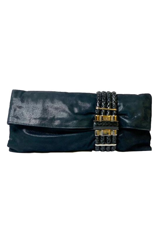 JIMMY CHOO BLACK CHANDRA CLUTCH