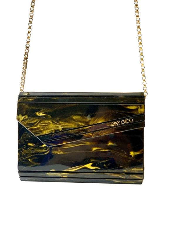 JIMMY CHOO BRWON AND GOLDEN CANDY CHAIN CLUTCH