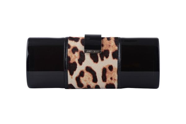 JIMMY CHOO CALFHAIR ACRYLIC CYLINDER CLUTCH