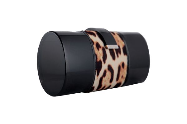 JIMMY CHOO CALFHAIR ACRYLIC CYLINDER CLUTCH