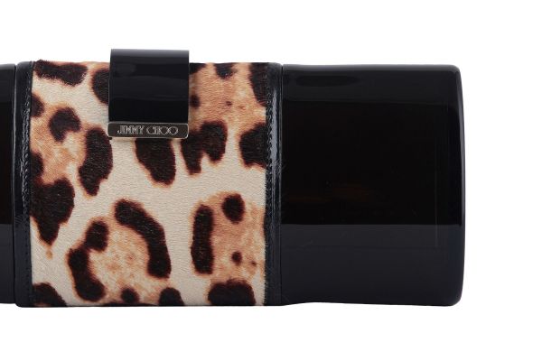 JIMMY CHOO CALFHAIR ACRYLIC CYLINDER CLUTCH