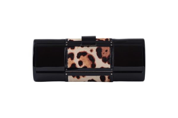JIMMY CHOO CALFHAIR ACRYLIC CYLINDER CLUTCH