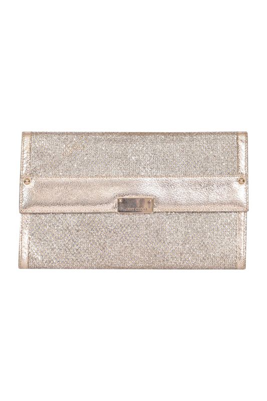 Jimmy Choo Champagne shimmer large clutch