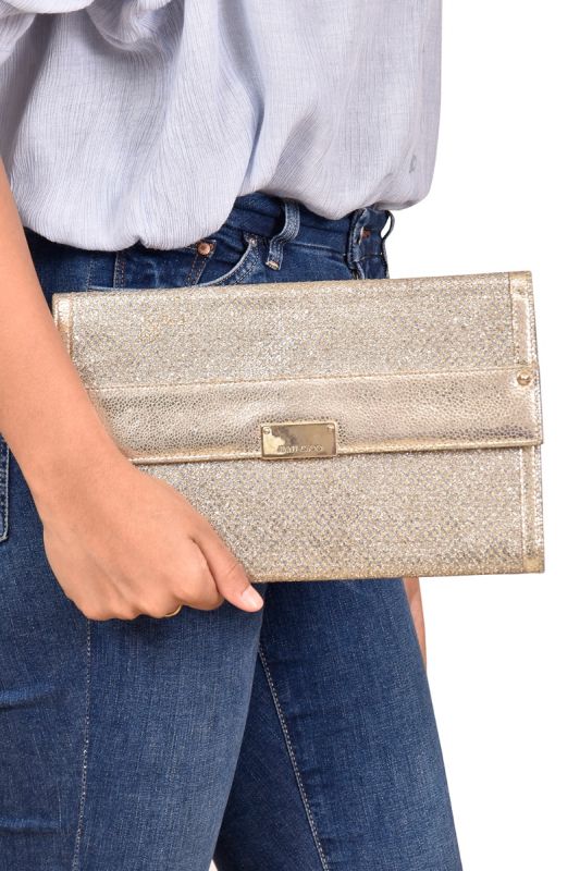 Jimmy Choo Large Champagne shimmer Clutch