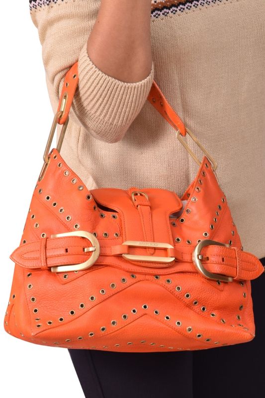 Jimmy Choo Eyelet Tulita Orange Handbag