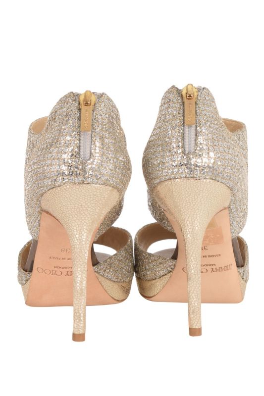 JIMMY CHOO GLITTER PRIVATE PLATFORM SANDALS