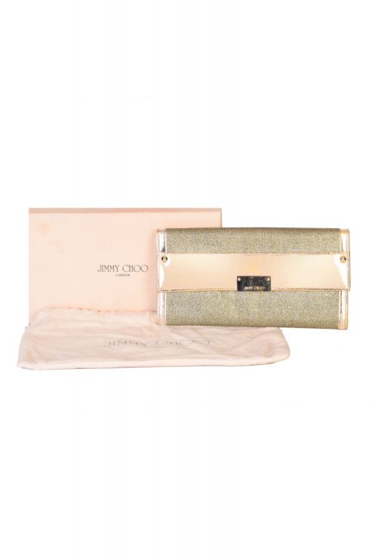 JIMMY CHOO GOLDEN GLITTER CLUTCH
