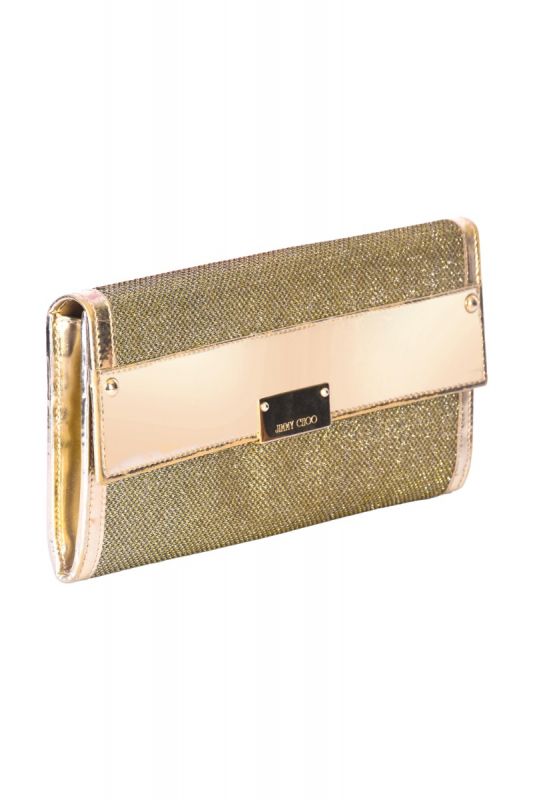 JIMMY CHOO GOLDEN GLITTER CLUTCH