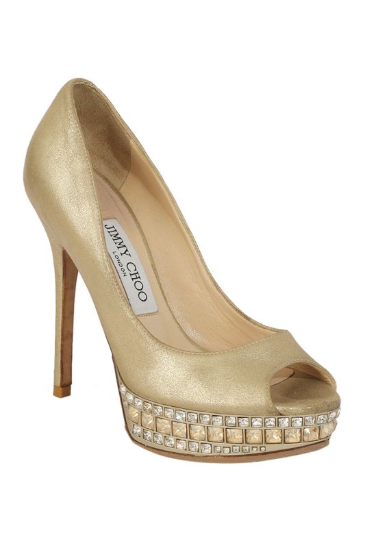 Jimmy Choo Golden Peep Toe Pumps