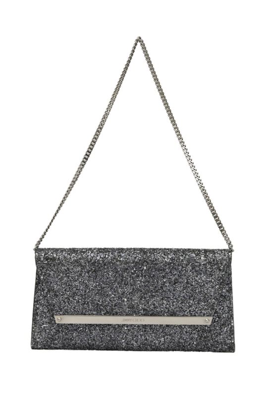 Jimmy Choo Margot Coated Glitter Anthracite Clutch