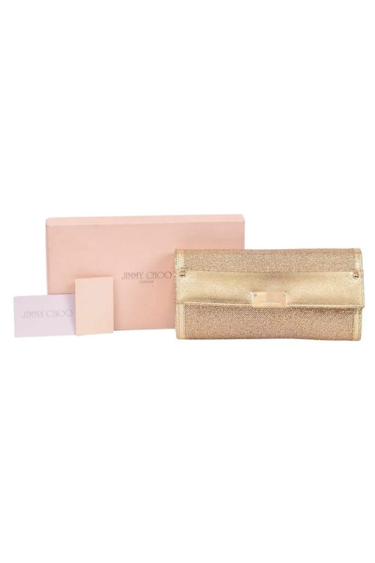 Jimmy Choo Metallic Gold Leather Clutch