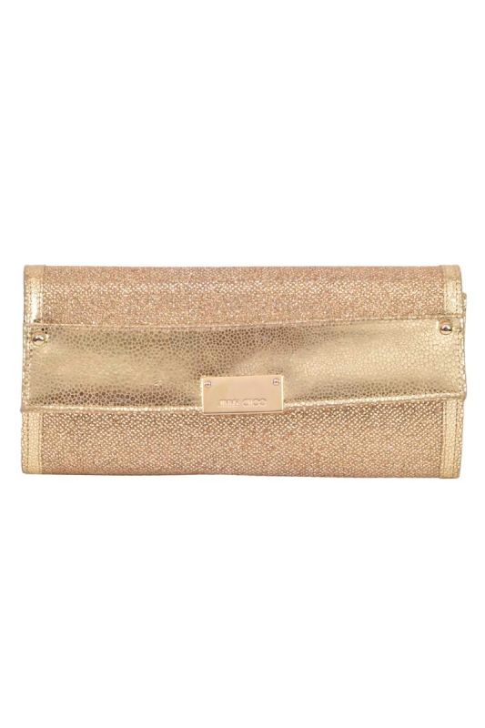 Jimmy Choo Metallic Gold Leather Clutch