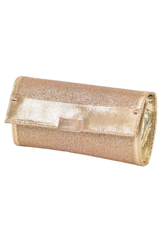 Jimmy Choo Metallic Gold Leather Clutch