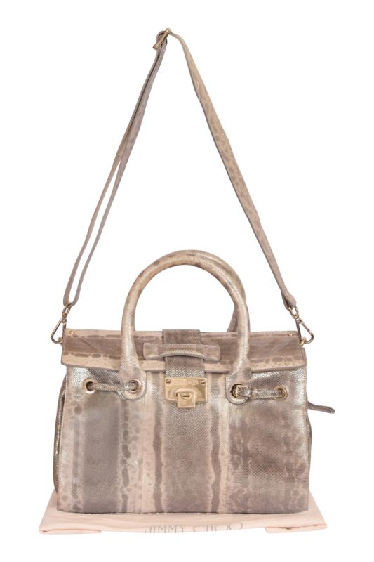 Jimmy Choo Metallic Gold Rosalie Satchel Handbag