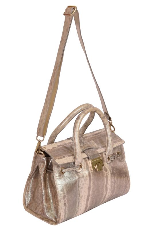 Jimmy Choo Metallic Gold Rosalie Satchel Handbag