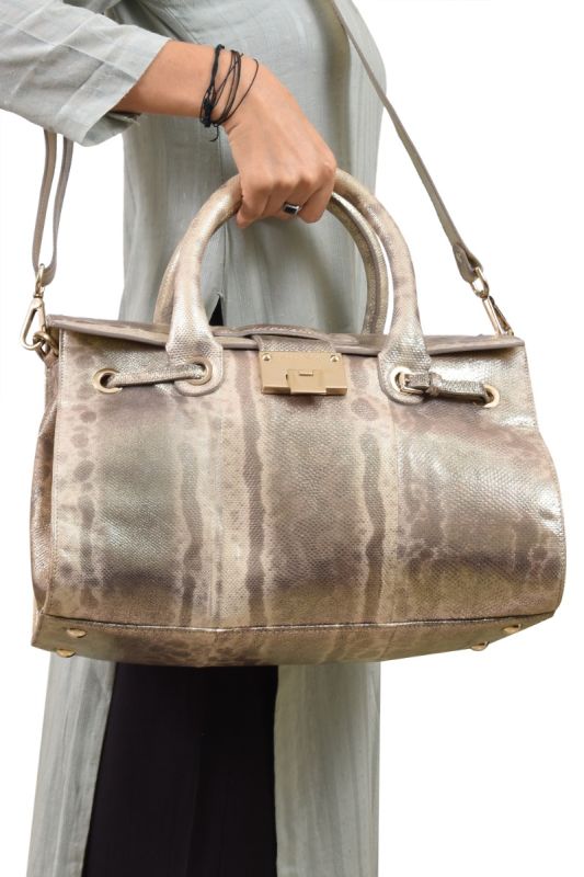 Jimmy Choo Metallic Gold Rosalie Satchel Handbag