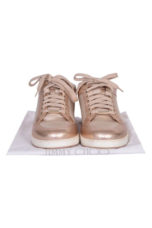 Jimmy Choo Miami Metallic Leather Sneakers