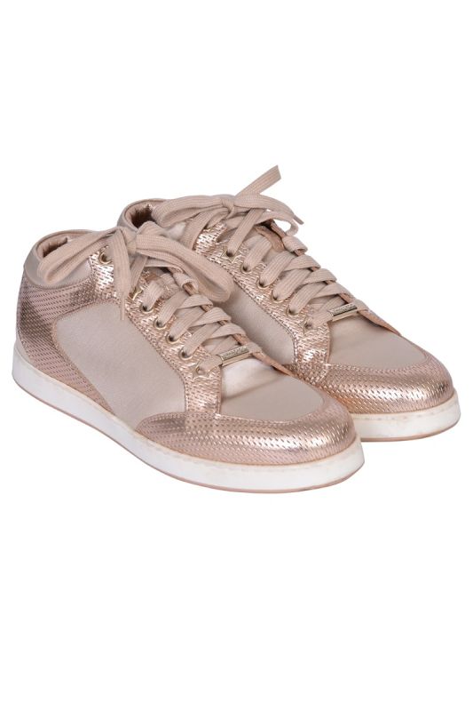 Jimmy Choo Miami Metallic Leather Sneakers