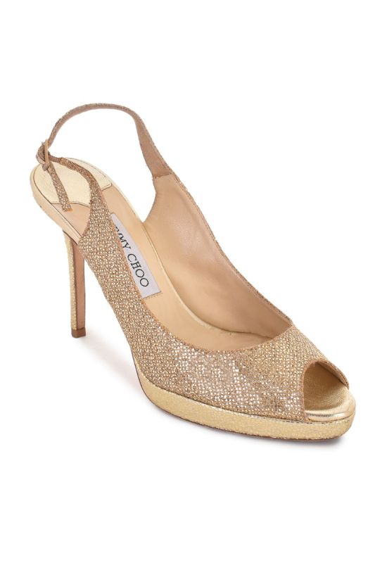 JIMMY CHOO NOVA GOLD GLITTER HEELS