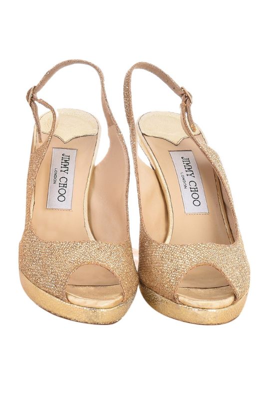 JIMMY CHOO NOVA GOLD GLITTER HEELS