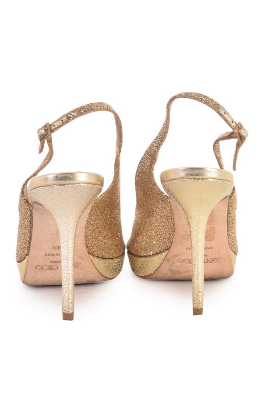 JIMMY CHOO NOVA GOLD GLITTER HEELS