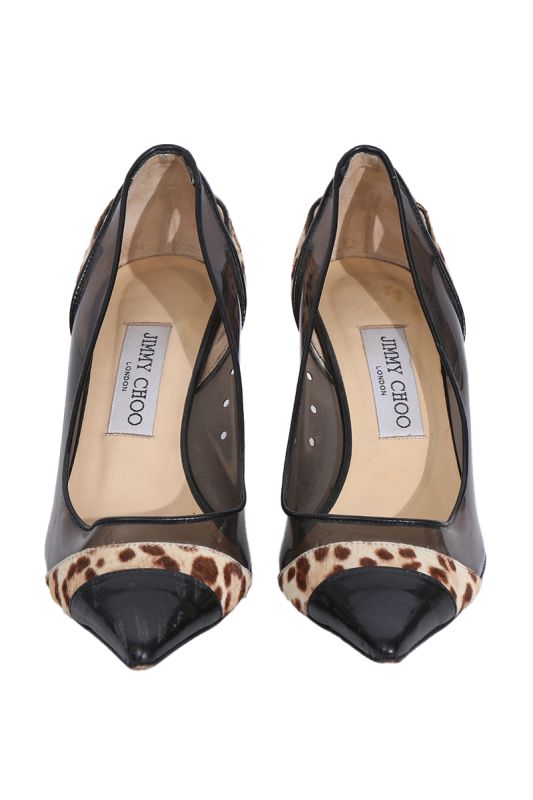 JIMMY CHOO  PONY HAIR BINNIS POINTED TOE PUMPS