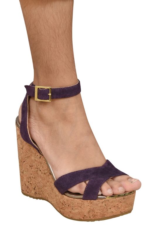 Jimmy Choo Purple Suede Cork Wedges