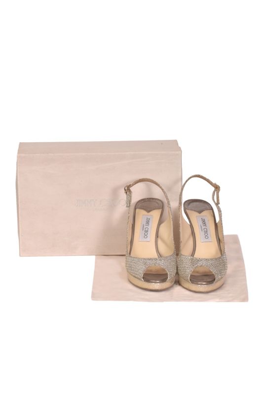 Jimmy Choo Silver Fabric Peep toes