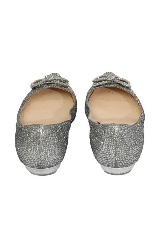 Jimmy Choo Silver Glitter Ballet Flats