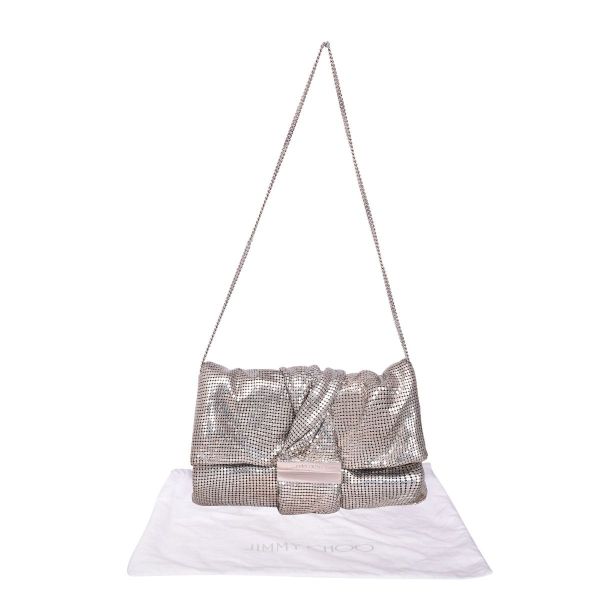 JIMMY CHOO SILVER MESH CHANDRA SLING