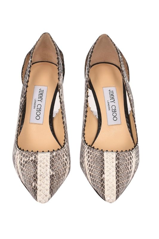 JIMMY CHOO SNAKE PRINT LEATHER PUMPS
