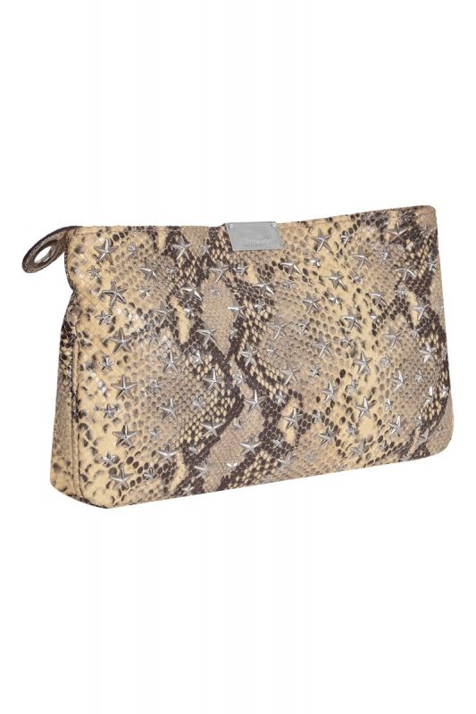 Jimmy Choo Snakeskin Print Leather Clutch