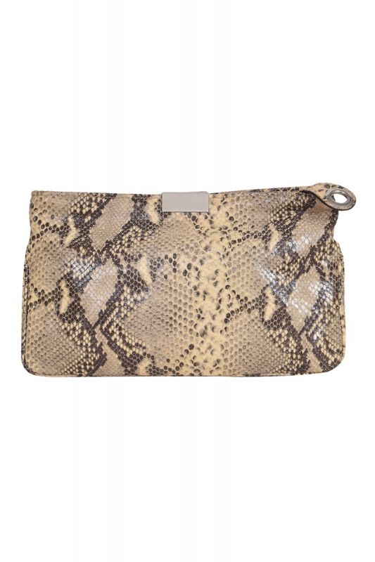Jimmy Choo Snakeskin Print Leather Clutch