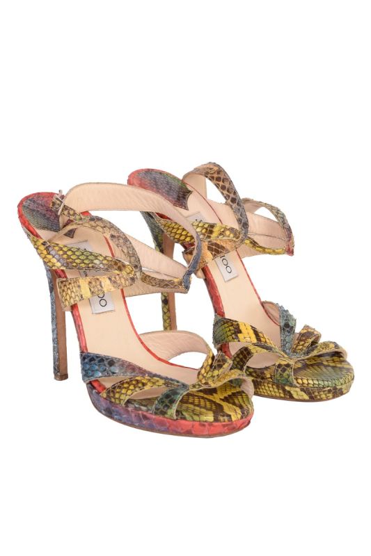 JIMMY CHOO SNAKESKIN PRINT PEEPTOES