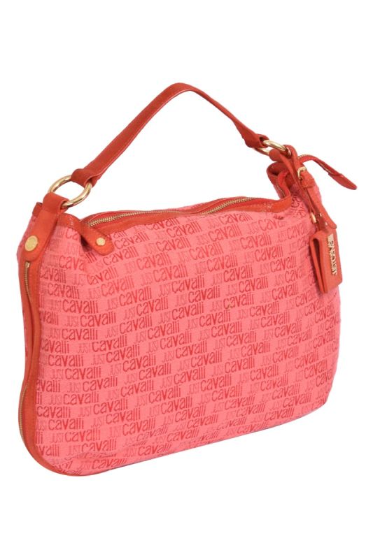 Just Cavalli Red Canvas Handbag