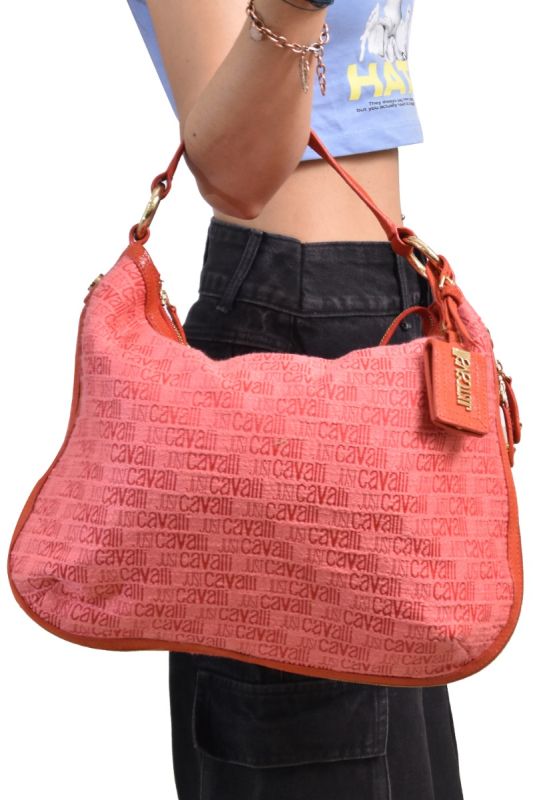 Just Cavalli Red Canvas Handbag