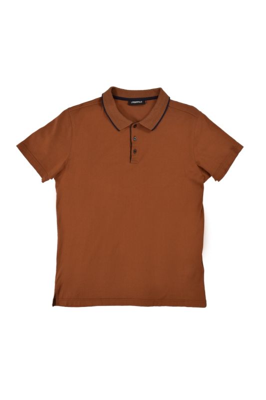 Karl Lagerfeld Tan Perforated Polo T-shirt