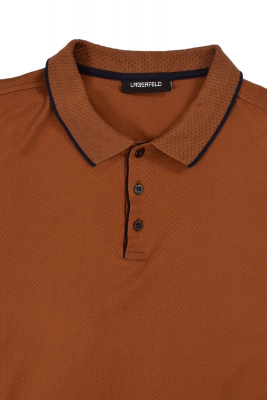 Karl Lagerfeld Tan Perforated Polo T-shirt