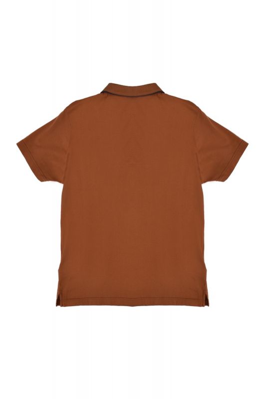 Karl Lagerfeld Tan Perforated Polo T-shirt