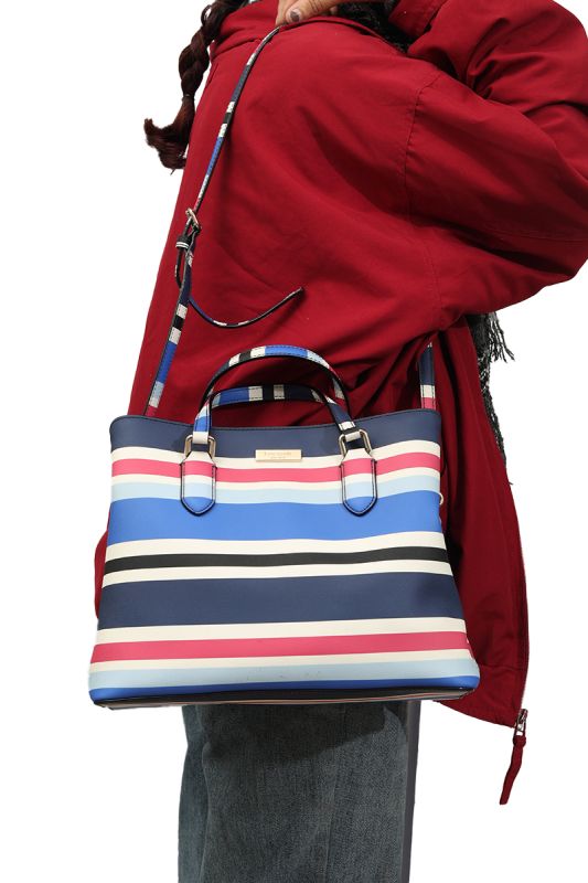 Kate Spade Evangelie Laurel Way Blue Striped Bag