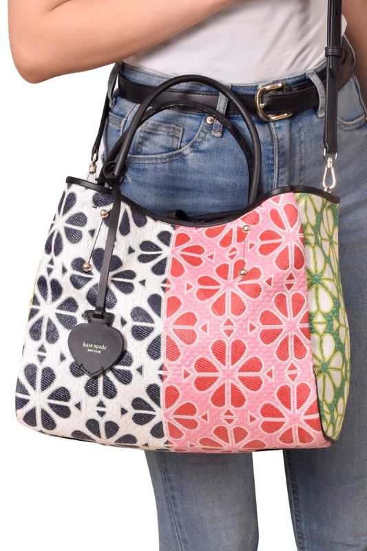 Kate Spade Jacquard Flower Raffia Tote Bag