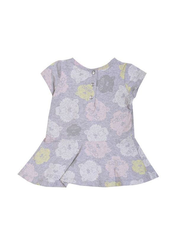KENZO KIDS GREY TIGER PRINT PEPLUM TOP
