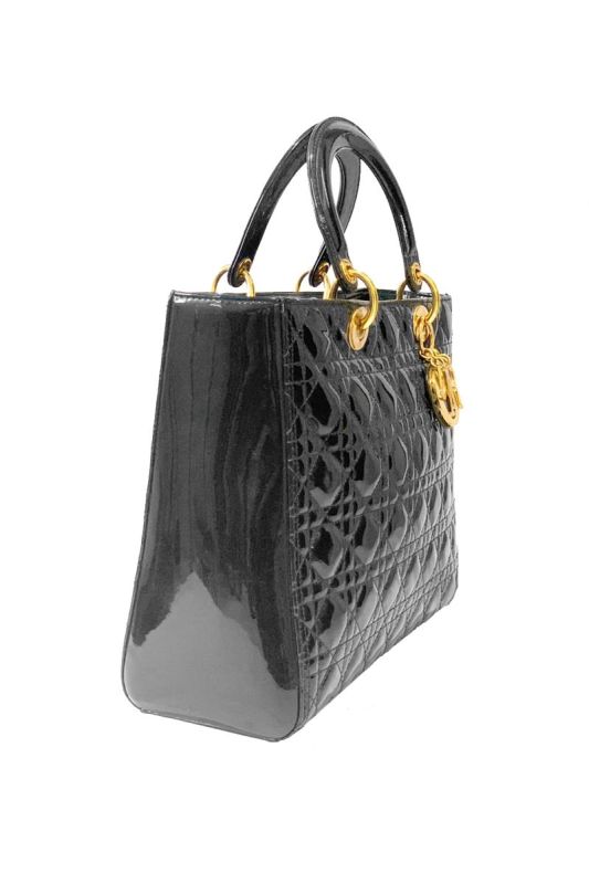 LADY DIOR BLACK PATENT LEATHER CANNAGE
